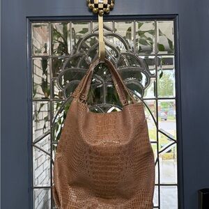 Jessica‎ Simpson Tan Crocodile-Embossed Hobo Bag